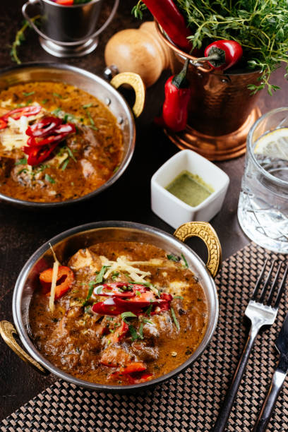 Indian food on a dark background in Brest, Brittany, France